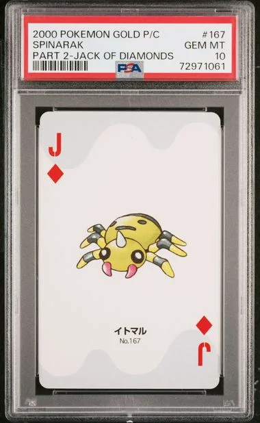 2000 Pokemon Gold Version Part 2 Playing Cards Jack Of Diamonds Spinarak #167 card image