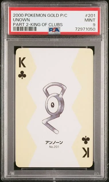 2000 Pokemon Gold Version Part 2 Playing Cards King Of Clubs Unown #201 card image