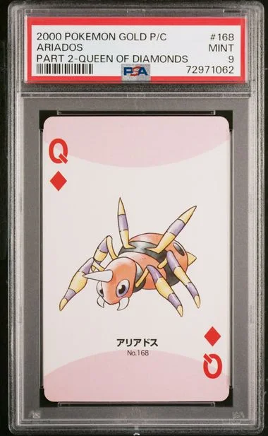 2000 Pokemon Gold Version Part 2 Playing Cards Queen Of Diamonds Ariados #168 card image