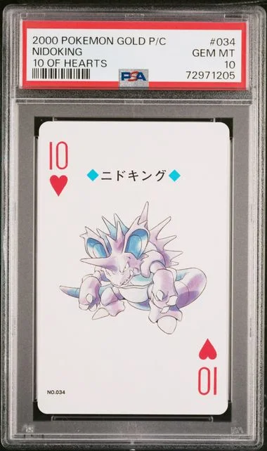 2000 Pokemon Gold Version Playing Cards 10 Of Hearts Nidoking #034 card image