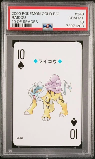 2000 Pokemon Gold Version Playing Cards 10 Of Spades Raikou #243 card image