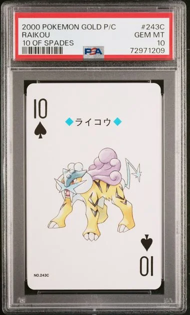 2000 Pokemon Gold Version Playing Cards 10 Of Spades Raikou #243C card image