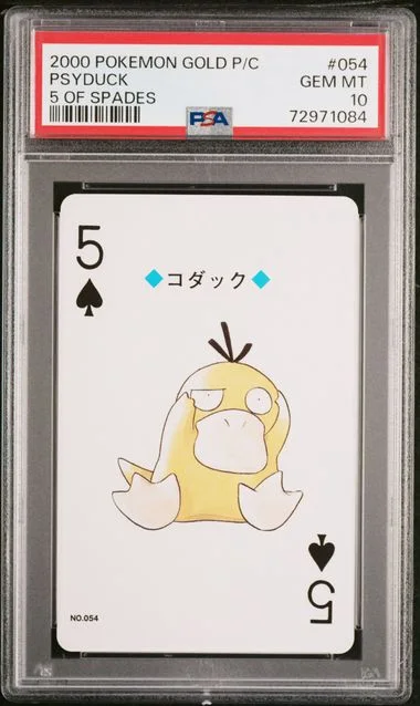 2000 Pokemon Gold Version Playing Cards 5 Of Spades Psyduck #054 card image