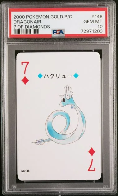 2000 Pokemon Gold Version Playing Cards 7 Of Diamonds Dragonair #148 card image