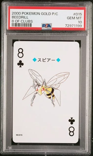 2000 Pokemon Gold Version Playing Cards 8 Of Clubs Beedrill #015 card image