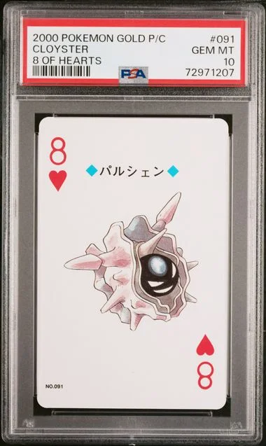 2000 Pokemon Gold Version Playing Cards 8 Of Hearts Cloyster #091 card image