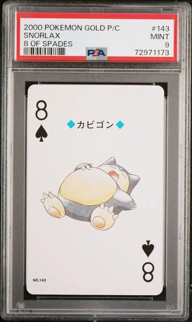 2000 Pokemon Gold Version Playing Cards 8 Of Spades Snorlax #143 card image