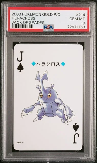 2000 Pokemon Gold Version Playing Cards Jack Of Spades Heracross #214 card image