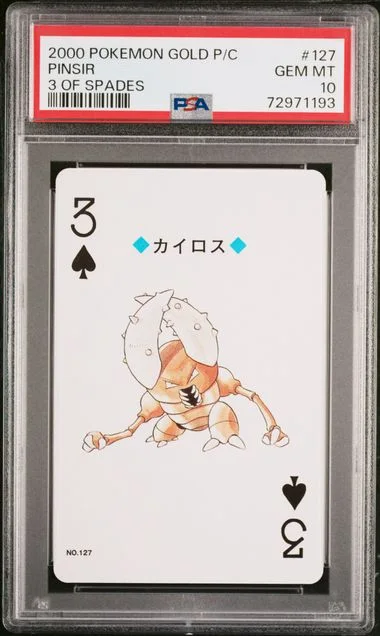 2000 Pokemon Gold Version Playing Cards Pinsir, 3 Of Spades #127 card image
