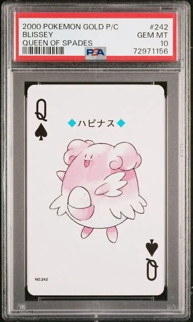 2000 Pokemon Gold Version Playing Cards Queen Of Spades Blissey #242 card image