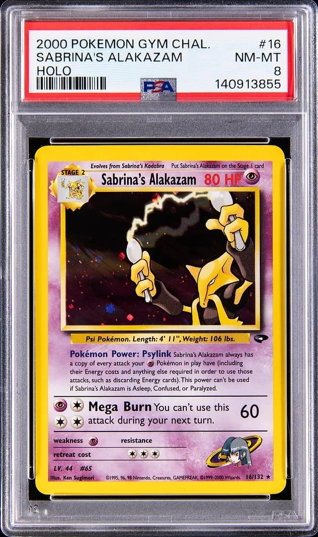 2000 Pokemon Gym Challange Rare Holo Sabrina's Alakazam #16 card image