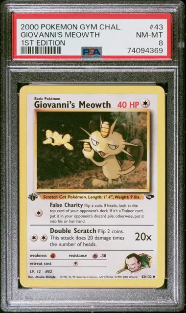 2000 Pokemon Gym Challenge 1st Edition Giovanni's Meowth #43 card image