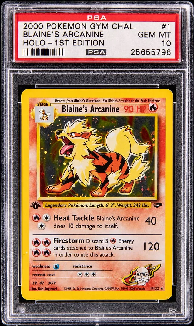 2000 Pokemon Gym Challenge 1st Edition Holo Blaine's Arcanine #1 card image