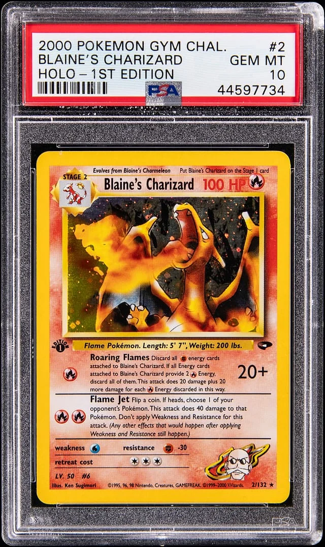 2000 Pokemon Gym Challenge 1st Edition Holo Blaine's Charizard #2 card image