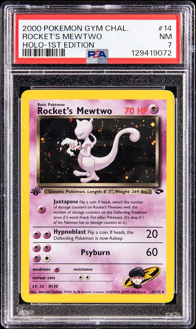 2000 Pokemon Gym Challenge 1st Edition Holo Rocket's Mewtwo #14 card image