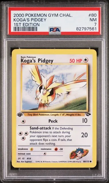 2000 Pokemon Gym Challenge 1st Edition Koga's Pidgey #80 card image