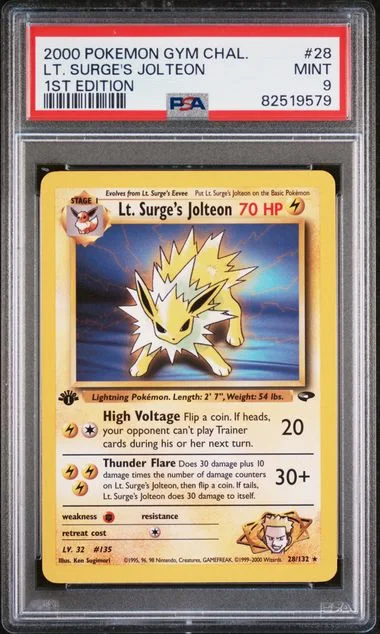 2000 Pokemon Gym Challenge 1st Edition Lt. Surge's Jolteon #28 card image