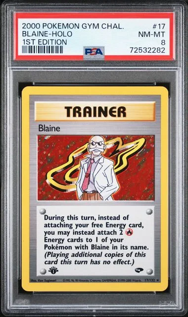 2000 Pokemon Gym Challenge 1st Edition Rare Holofoil Blaine #17 card image