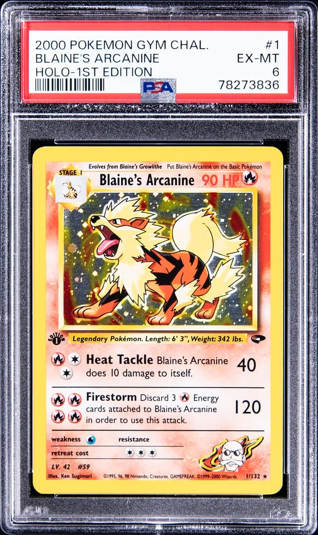 2000 Pokemon Gym Challenge 1st Edition Rare Holofoil Blaine's Arcanine #1 card image