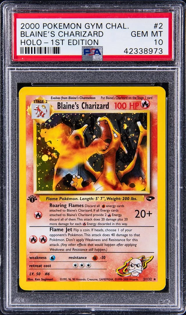 2000 Pokemon Gym Challenge 1st Edition Rare Holofoil Blaine's Charizard #2 card image