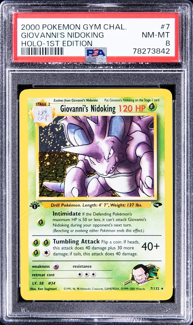 2000 Pokemon Gym Challenge 1st Edition Rare Holofoil Giovanni's Nidoking #7 card image