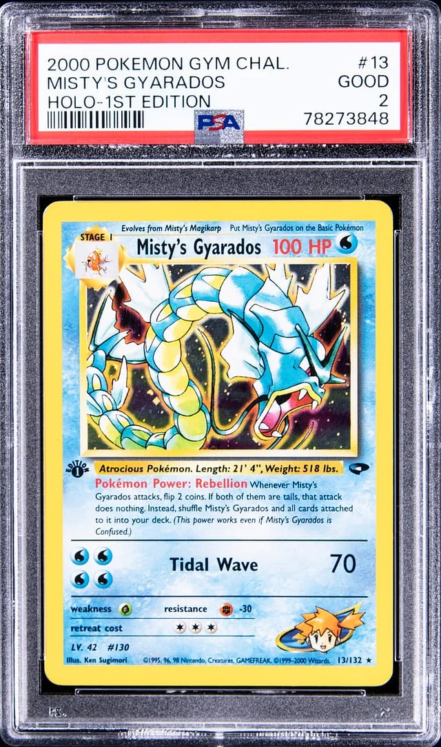 2000 Pokemon Gym Challenge 1st Edition Rare Holofoil Misty's Gyarados #13 card image