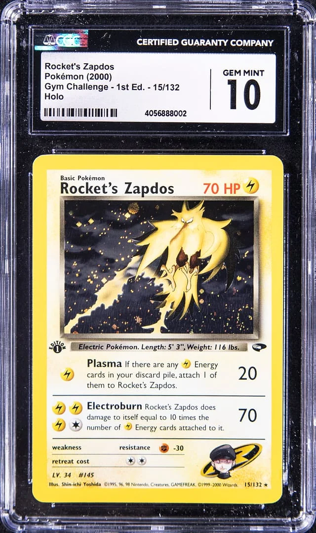 2000 Pokemon Gym Challenge 1st Edition Rare Holofoil Rocket's Zapdos #15 card image