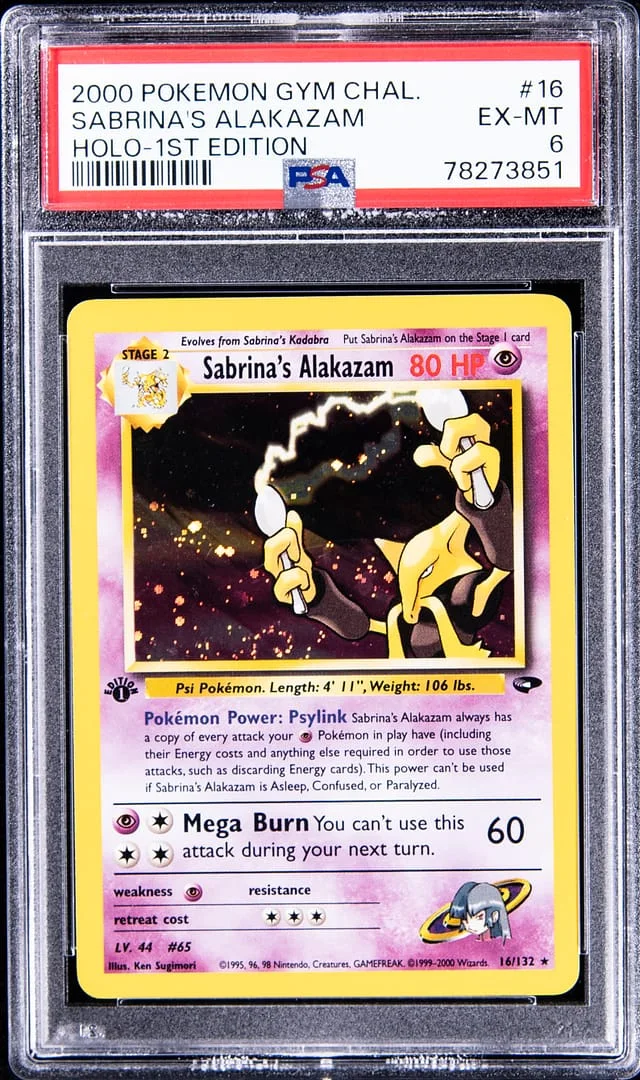 2000 Pokemon Gym Challenge 1st Edition Rare Holofoil Sabrina's Alakazam #16 card image