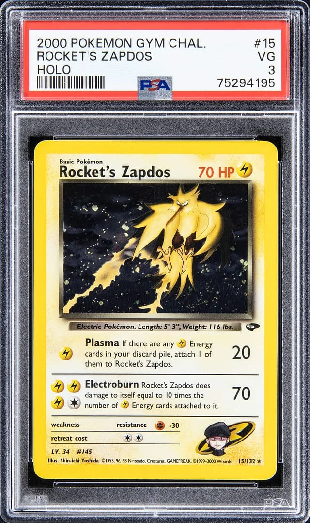 2000 Pokemon Gym Challenge Holo Rocket's Zapdos #15 card image