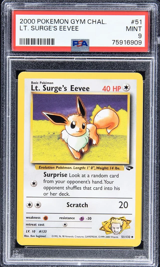 2000 Pokemon Gym Challenge Lt. Surge's Eevee #51 card image