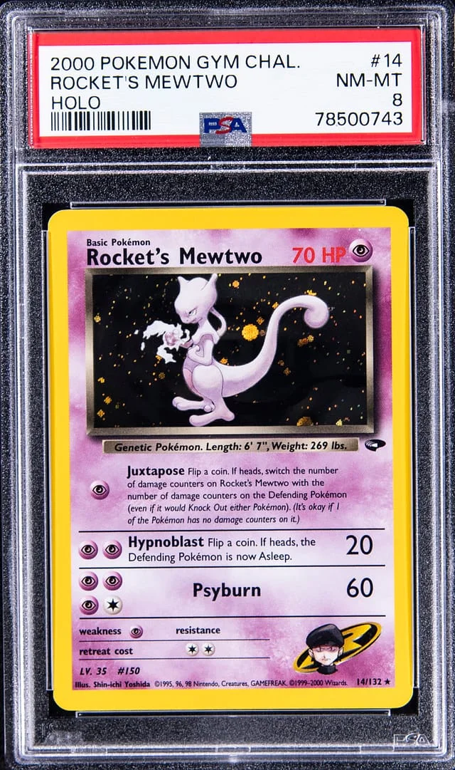 2000 Pokemon Gym Challenge Rare Holofoil Rocket's Mewtwo #14 card image