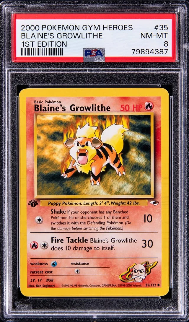 2000 Pokemon Gym Heroes 1St Edition Blaine's Growlithe #35 card image