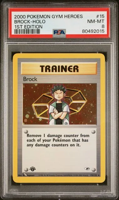 2000 Pokemon Gym Heroes 1st Edition Brock-Holo #15 card image