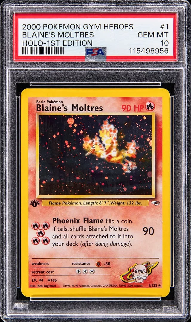2000 Pokemon Gym Heroes 1st Edition Holo Blaine's Moltres #1 card image