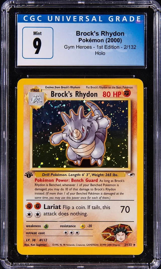 2000 Pokemon Gym Heroes 1st Edition Holo Brock's Rhydon #2 card image
