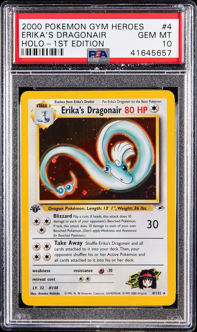 2000 Pokemon Gym Heroes 1st Edition Holo Erika's Dragonair #4 card image