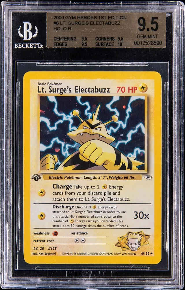 2000 Pokemon Gym Heroes 1st Edition Holo Lt. Surge's Electabuzz #6 card image