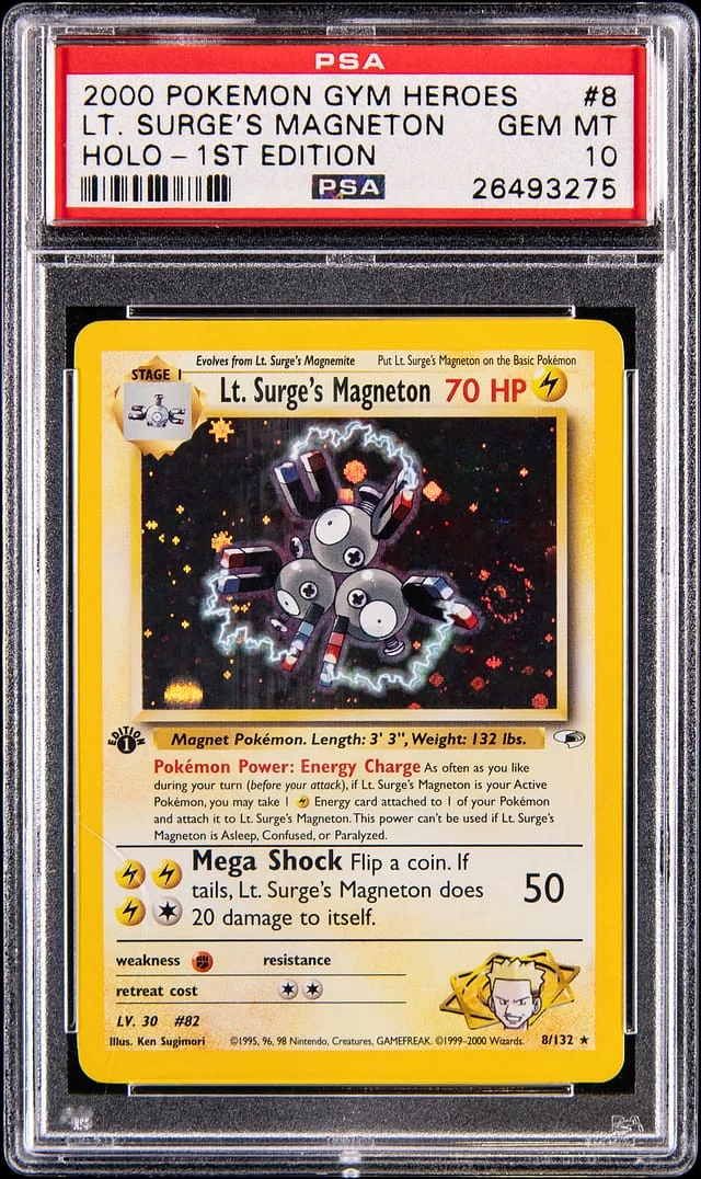 2000 Pokemon Gym Heroes 1st Edition Holo Lt. Surge's Magneton #8 card image