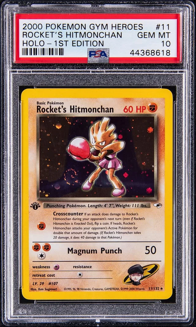 2000 Pokemon Gym Heroes 1st Edition Holo Rocket's Hitmonchan #11 card image