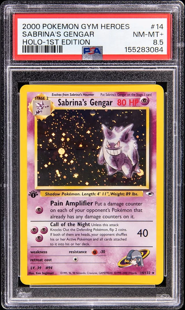 2000 Pokemon Gym Heroes 1st Edition Holo Sabrina's Gengar #14 card image