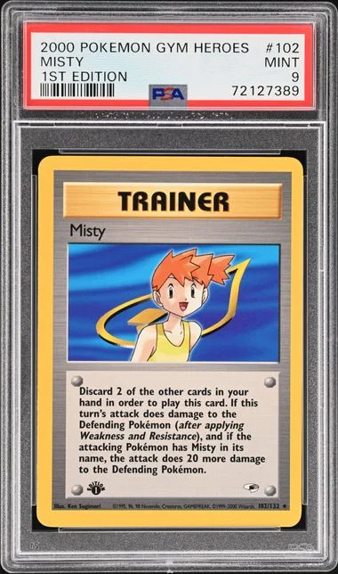 2000 Pokemon Gym Heroes 1st Edition Misty #102 card image