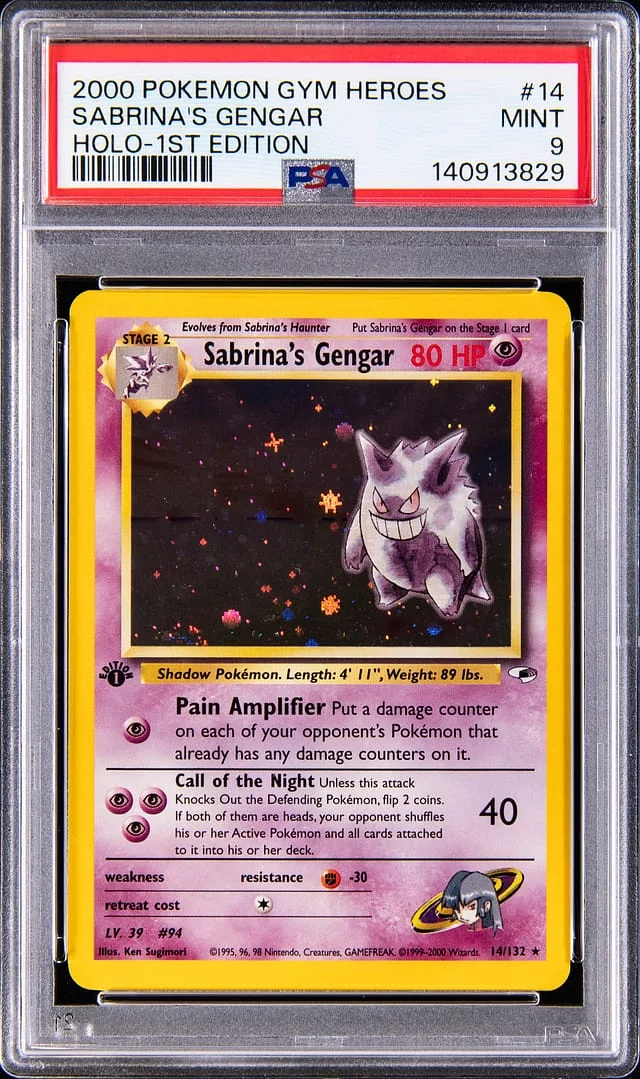 2000 Pokemon Gym Heroes 1st Edition Rare Holo Sabrina's Gengar #14 card image