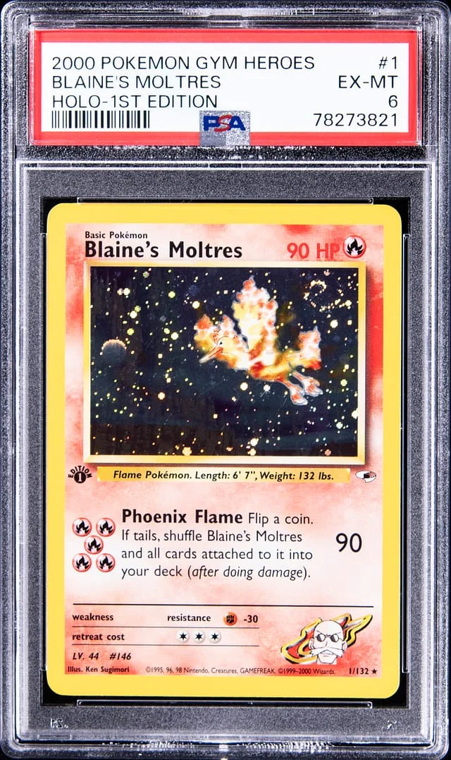 2000 Pokemon Gym Heroes 1st Edition Rare Holofoil Blaine's Moltres #1 card image