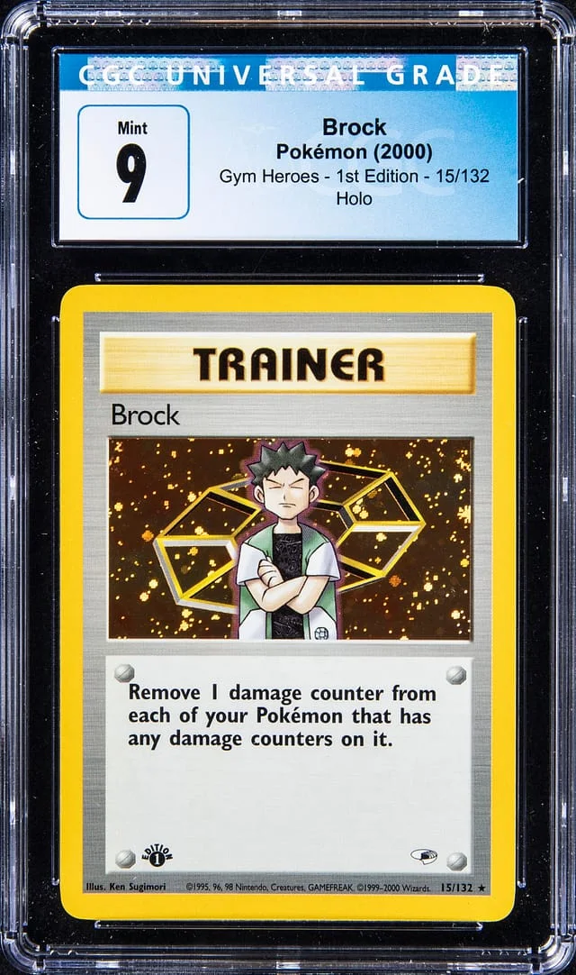 2000 Pokemon Gym Heroes 1st Edition Rare Holofoil Brock #15 card image