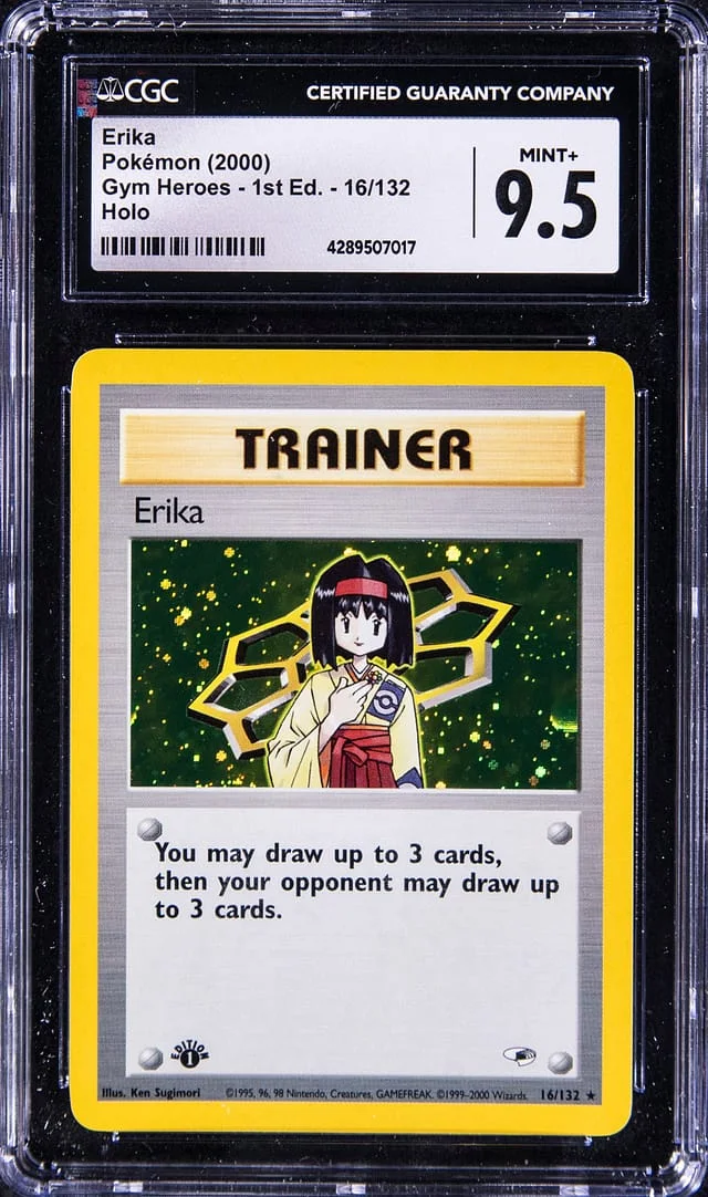 2000 Pokemon Gym Heroes 1st Edition Rare Holofoil Erika #16 card image