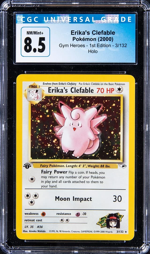 2000 Pokemon Gym Heroes 1st Edition Rare Holofoil Erika's Clefable #3 card image