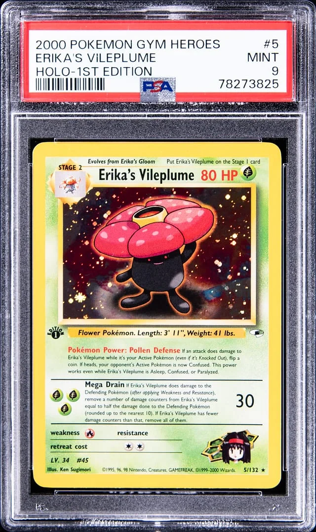 2000 Pokemon Gym Heroes 1st Edition Rare Holofoil Erika's Vileplume #5 card image