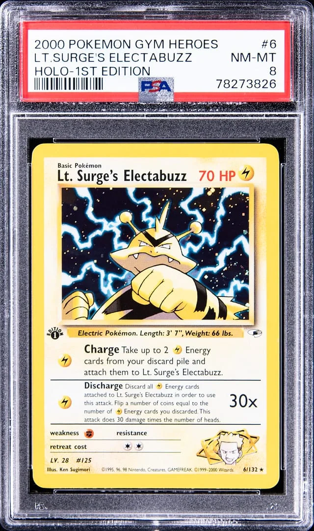 2000 Pokemon Gym Heroes 1st Edition Rare Holofoil Lt. Surge's Electabuzz #6 card image