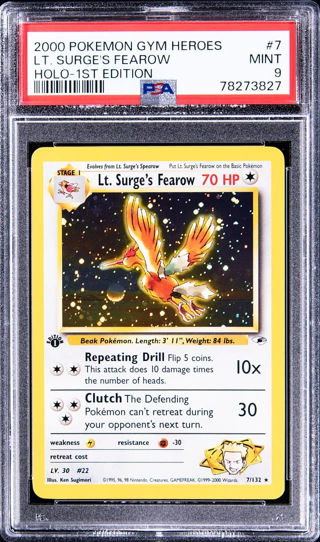 2000 Pokemon Gym Heroes 1st Edition Rare Holofoil Lt. Surge's Fearow #7 card image