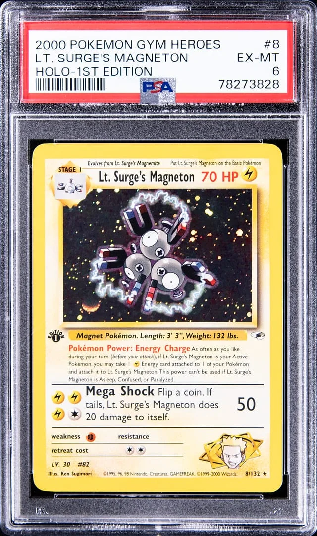 2000 Pokemon Gym Heroes 1st Edition Rare Holofoil Lt. Surge's Magneton #8 card image